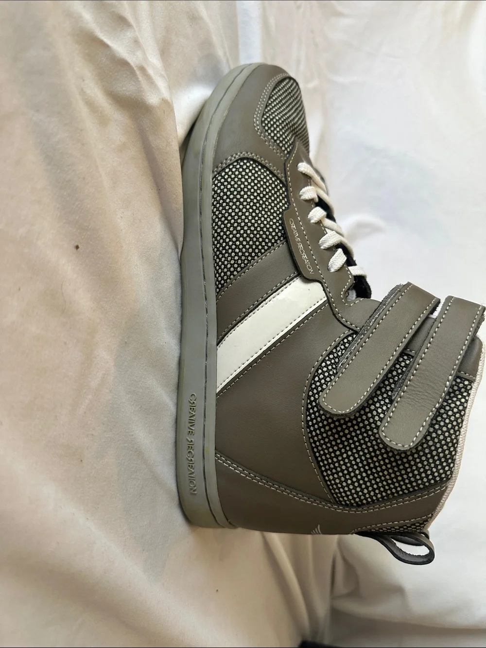 Creative Recreation Men's Grey and White High-Top Sneakers